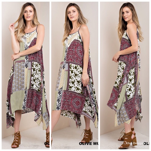 🥰LAST 1! Lace Inset Boho Handkerchief Dress ! - Picture 4 of 6